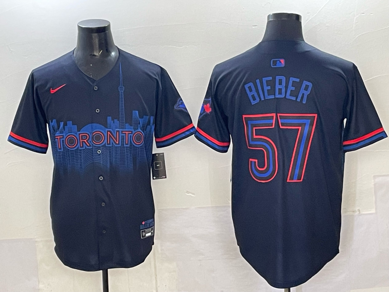 Men 2025 Toronto Blue Jays 57 Bieber Blue Nike MLB Jersey 002
